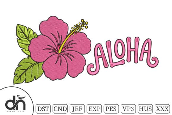 Aloha Hibiscus Flower Embroidery Design