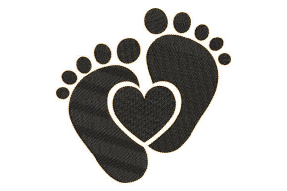 Baby Footprints Heart Embroidery Design
